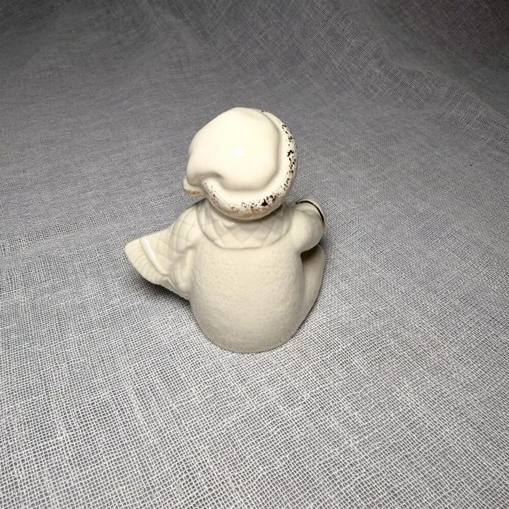 Lenox Ivory Snowman Figurine Christmas Gift Present Gold Accents Retired Holiday